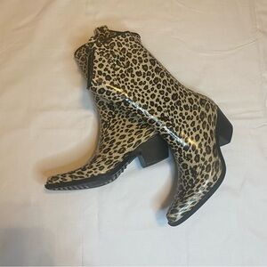 Puddles Leopard Print Women's Winter/Rain Rubber Boots